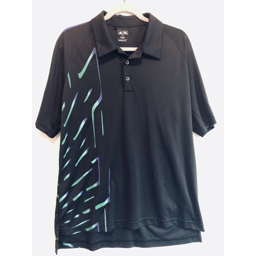 Adidas Polo Shirt Men's M Black Performance Golf Climacool Short Sleeve